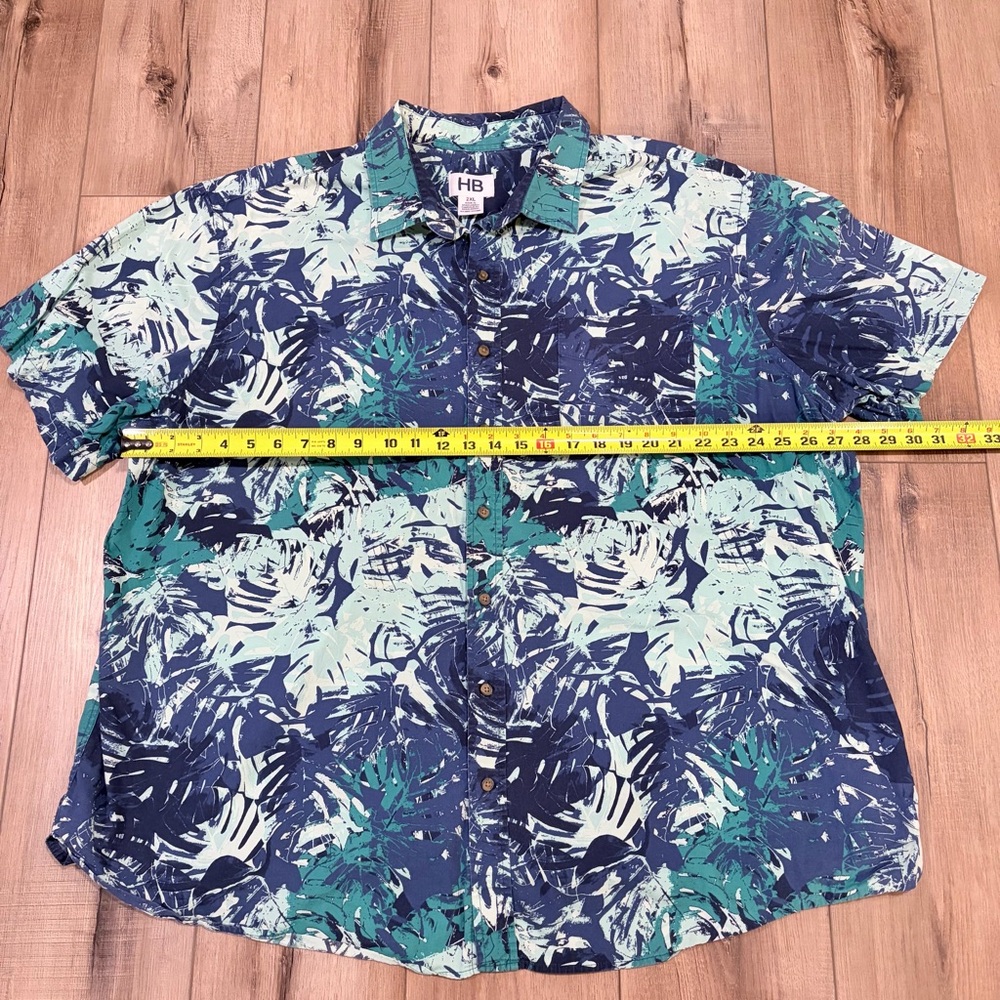Hampton Bay Tropical Leaf Mens Button Down Shirt 2XL Resortcore Aloha Summercore - Picture 5 of 6